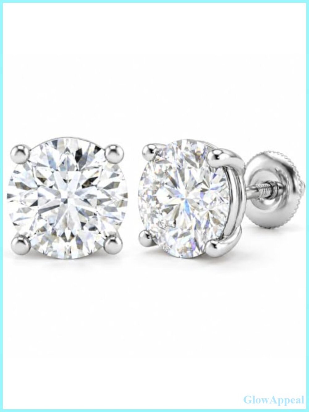 14K White Gold Lab Grown Diamond Solitaire Stud Earrings 1.5 cttw